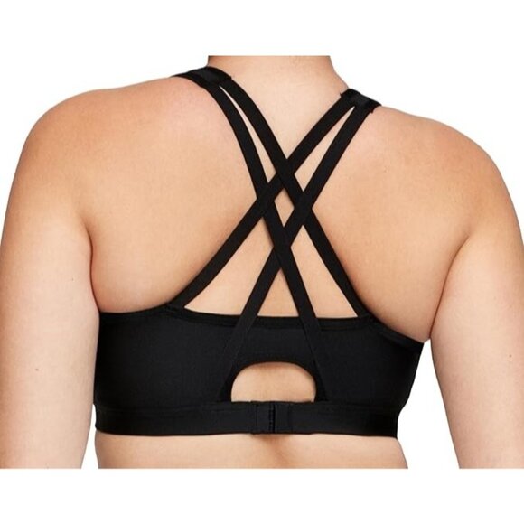 Glamorise Sport Zip Up Front Closure Sports Bra 9266 Black Wireless Strappy 34C - Picture 2 of 7